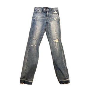 EXPRESS HIGH WAISTED CROP ANKLE SKINNY JEANS